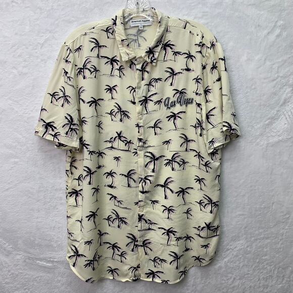 VTG American Apparel Mens Large Las Vegas Purple Black Palm Tree Button Up Shirt - Picture 2 of 8